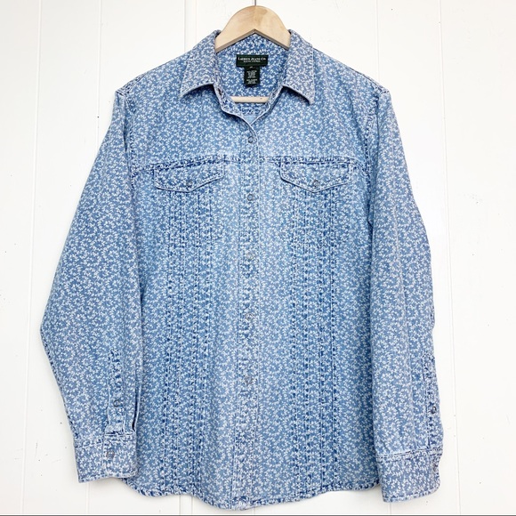 Ralph Lauren Tops - Lauren Jeans Co floral denim shirt snap buttons